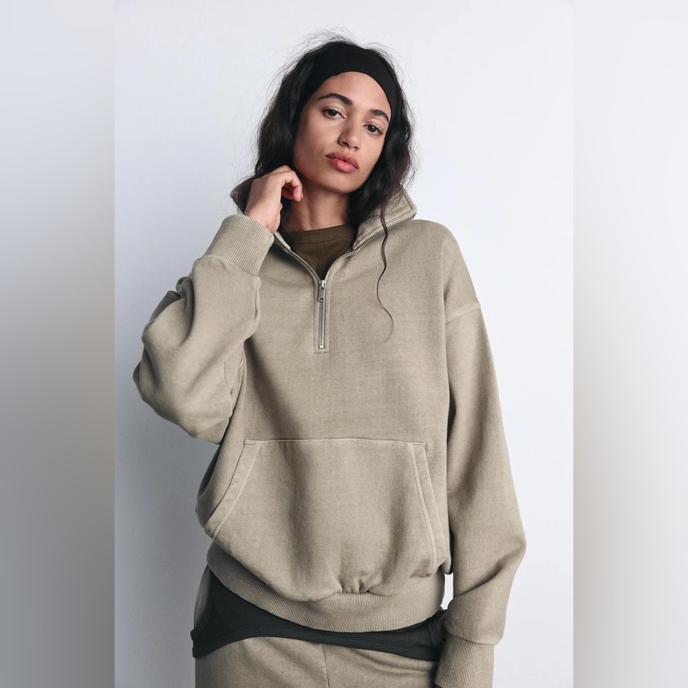 Zara Pouch Pocket Polo Sweatshirt Small NWT
